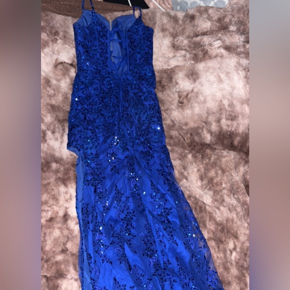 Royal blue long corset dress - Picture 2 of 2